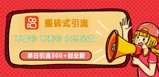 快手搬砖式引流，不废号，不养号，立马见效，单日引流300+精准创业粉网赚项目-副业赚钱-互联网创业-资源整合-私域引流-黑科技软件-引流软件哲客网创