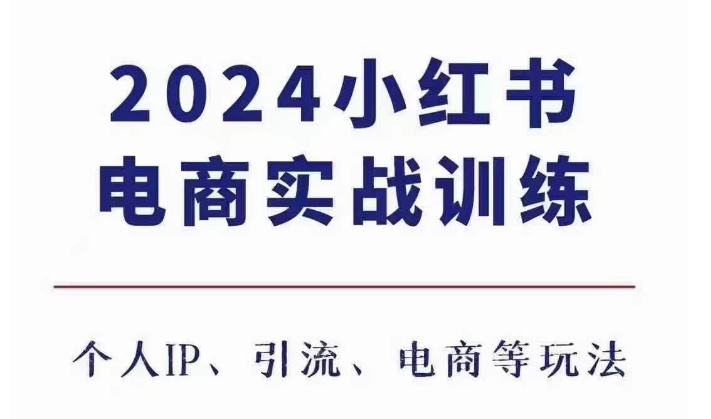 2024小红书电商3.0实战训练，包含个人IP、引流、电商等玩法网赚项目-副业赚钱-互联网创业-资源整合-私域引流-黑科技软件-引流软件哲客网创