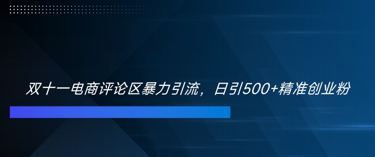 双十一电商评论区暴力引流，日引500+精准创业粉【揭秘】网赚项目-副业赚钱-互联网创业-资源整合-私域引流-黑科技软件-引流软件哲客网创