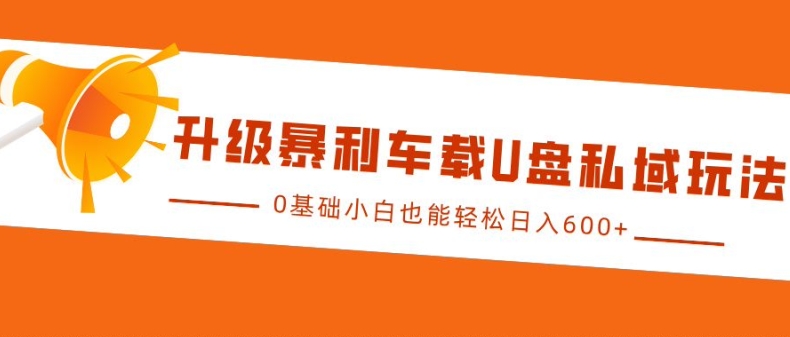 升级暴利车载U盘私域玩法，0基础小白也能轻松日入多张【揭秘】网赚项目-副业赚钱-互联网创业-资源整合-私域引流-黑科技软件-引流软件哲客网创