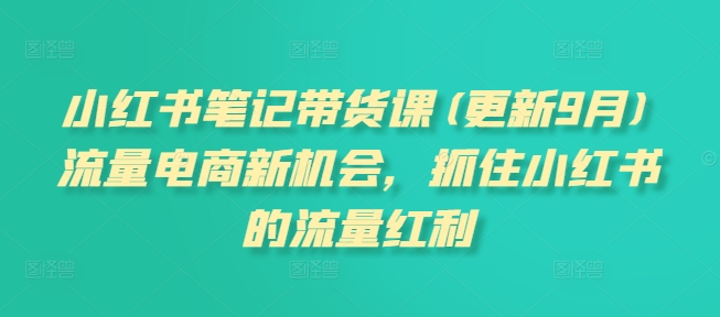 小红书笔记带货课(更新11月)流量电商新机会，抓住小红书的流量红利网赚项目-副业赚钱-互联网创业-资源整合-私域引流-黑科技软件-引流软件哲客网创