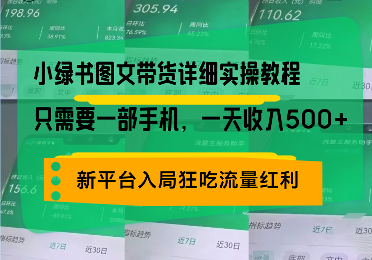 （13509期）小绿书图文带货详细实操教程，只需要一部手机，一天收入500+，轻松变现网赚项目-副业赚钱-互联网创业-资源整合-私域引流-黑科技软件-引流软件哲客网创