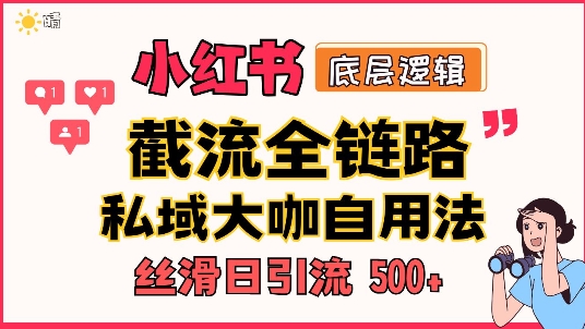 首次揭秘：彻底打通小红书截流思路，全行业全链路打法，当天引爆你的通讯录 私域大咖自用法网赚项目-副业赚钱-互联网创业-资源整合-私域引流-黑科技软件-引流软件哲客网创