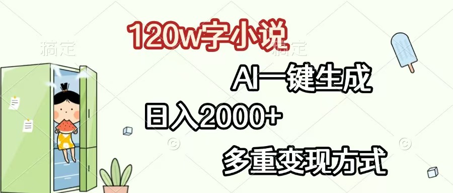 （13485期）120w字小说，AI一键生成，日入2000+，多重变现方式网赚项目-副业赚钱-互联网创业-资源整合-私域引流-黑科技软件-引流软件哲客网创