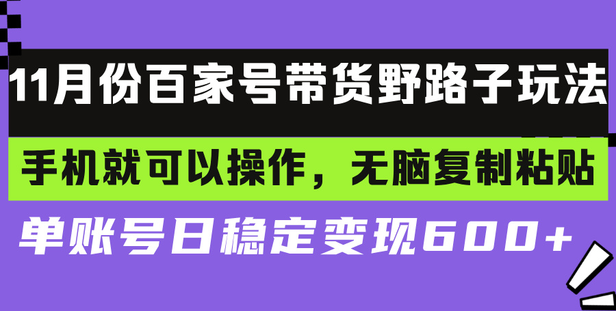 （13281期）百家号带货野路子玩法 手机就可以操作，无脑复制粘贴 单账号日稳定变现…网赚项目-副业赚钱-互联网创业-资源整合-私域引流-黑科技软件-引流软件哲客网创