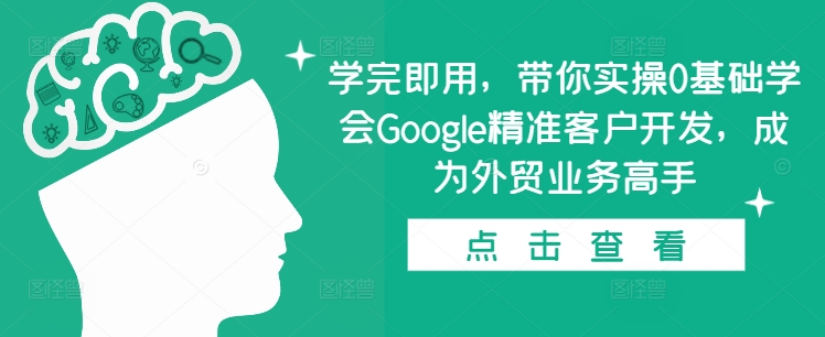 学完即用，带你实操0基础学会Google精准客户开发，成为外贸业务高手网赚项目-副业赚钱-互联网创业-资源整合-私域引流-黑科技软件-引流软件哲客网创