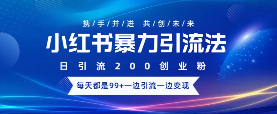 小红书暴力引流法，日引200精准创业粉，每天都是99+，边引流一边变现网赚项目-副业赚钱-互联网创业-资源整合-私域引流-黑科技软件-引流软件哲客网创