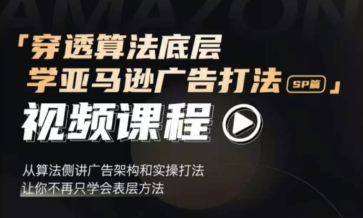 穿透算法底层，学亚马逊广告打法SP篇，从算法侧讲广告架构和实操打法，让你不再只学会表层方法网赚项目-副业赚钱-互联网创业-资源整合-私域引流-黑科技软件-引流软件哲客网创