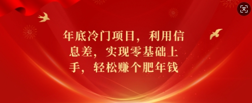 年底冷门项目，利用信息差，实现零基础上手，轻松赚个肥年钱【揭秘】网赚项目-副业赚钱-互联网创业-资源整合-私域引流-黑科技软件-引流软件哲客网创