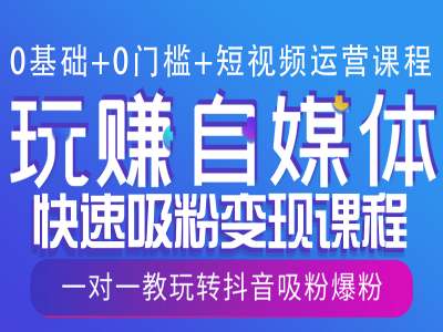 0基础+0门槛+短视频运营课程，玩赚自媒体快速吸粉变现课程，一对一教玩转抖音吸粉爆粉网赚项目-副业赚钱-互联网创业-资源整合-私域引流-黑科技软件-引流软件哲客网创