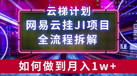 【项目拆解】网易云挂JI项目，全流程拆解，如何挂机月入1w网赚项目-副业赚钱-互联网创业-资源整合-私域引流-黑科技软件-引流软件哲客网创