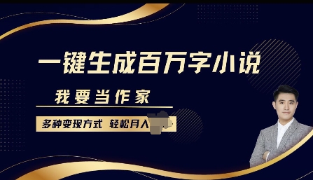 我要当作家，一键生成百万字小说，多种变现方式，轻松月入过W+网赚项目-副业赚钱-互联网创业-资源整合-私域引流-黑科技软件-引流软件哲客网创