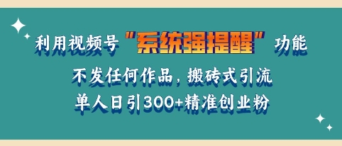 利用微信视频号系统提醒功能，引流精准创业粉，无需发布任何作品，单人单日引流300+创业粉网赚项目-副业赚钱-互联网创业-资源整合-私域引流-黑科技软件-引流软件哲客网创