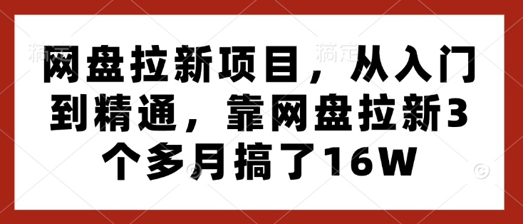 网盘拉新项目，从入门到精通，靠网盘拉新3个多月搞了16W网赚项目-副业赚钱-互联网创业-资源整合-私域引流-黑科技软件-引流软件哲客网创