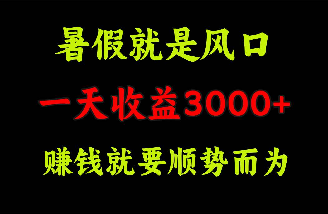 一天收益3000+ 赚钱就是顺势而为，暑假就是风口网赚项目-副业赚钱-互联网创业-资源整合-私域引流-黑科技软件-引流软件哲客网创