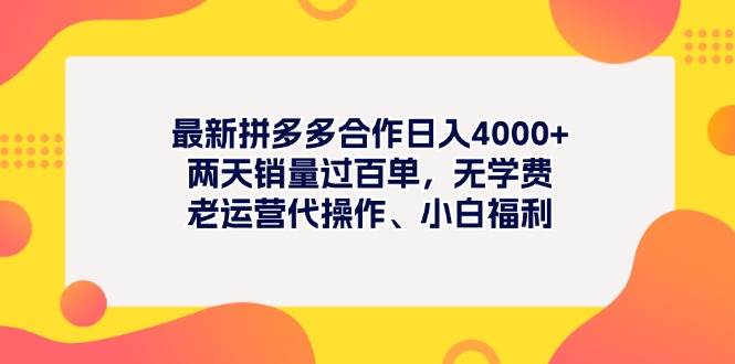 最新拼多多项目日入4000+两天销量过百单，无学费、老运营代操作、小白福利网赚项目-副业赚钱-互联网创业-资源整合-私域引流-黑科技软件-引流软件哲客网创